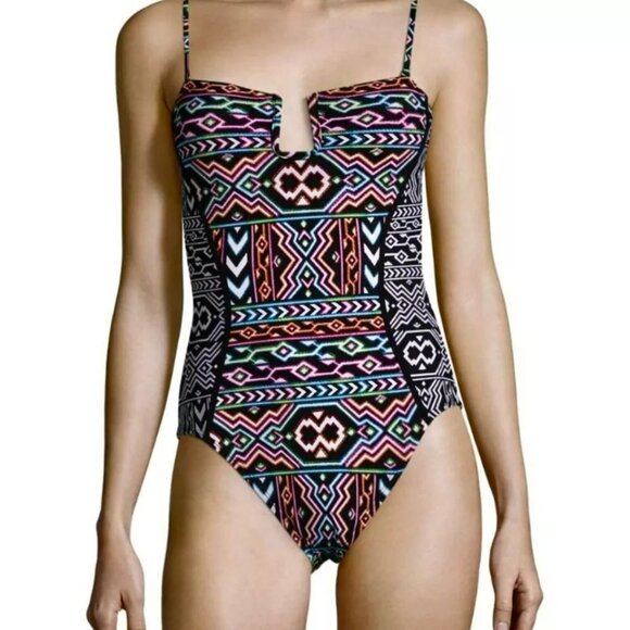 La Blanca "La Azteca" Bandeau Sz 12 One Piece Swimsuit Convertible Straps - Picture 2 of 8